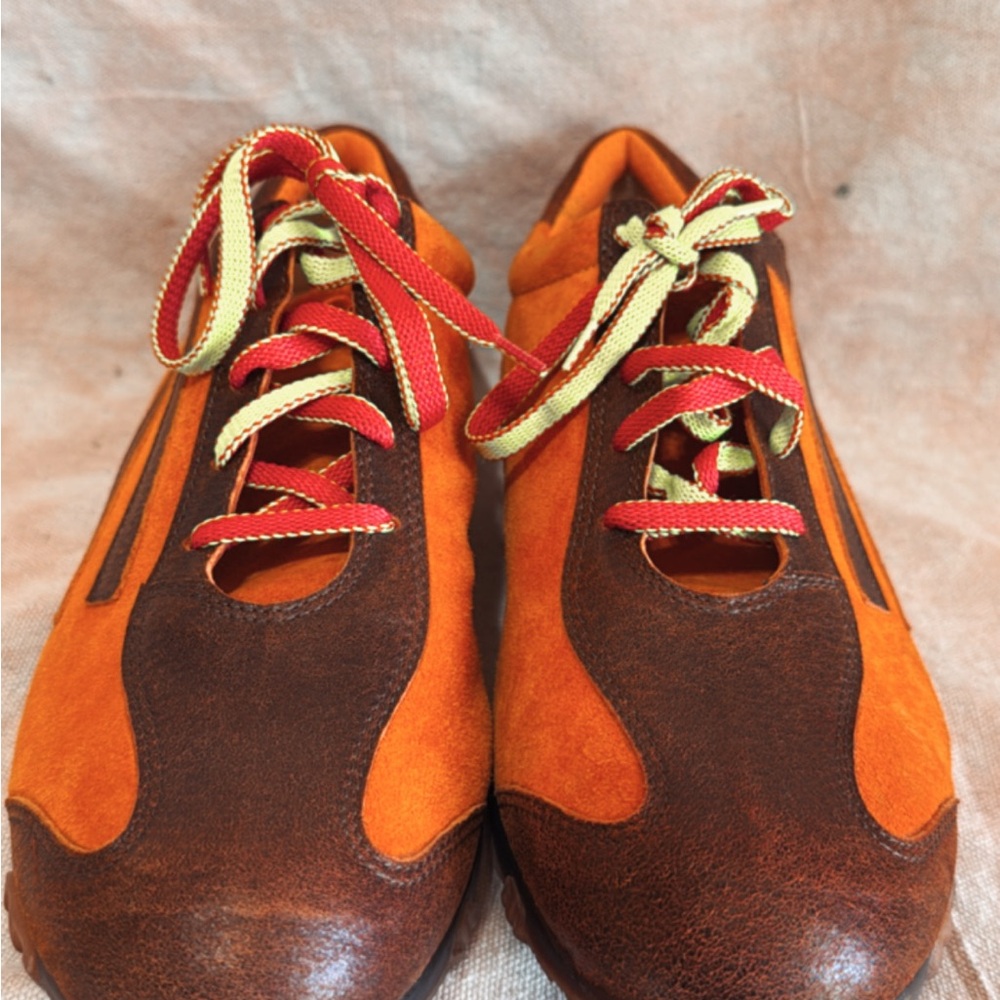 Etro Orange Suede Retro Sneakers — Designer Street Style - Picture 9 of 9